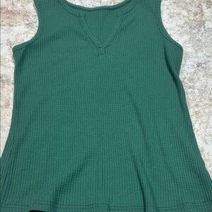 Waffle Knit Green Sleeveless Top